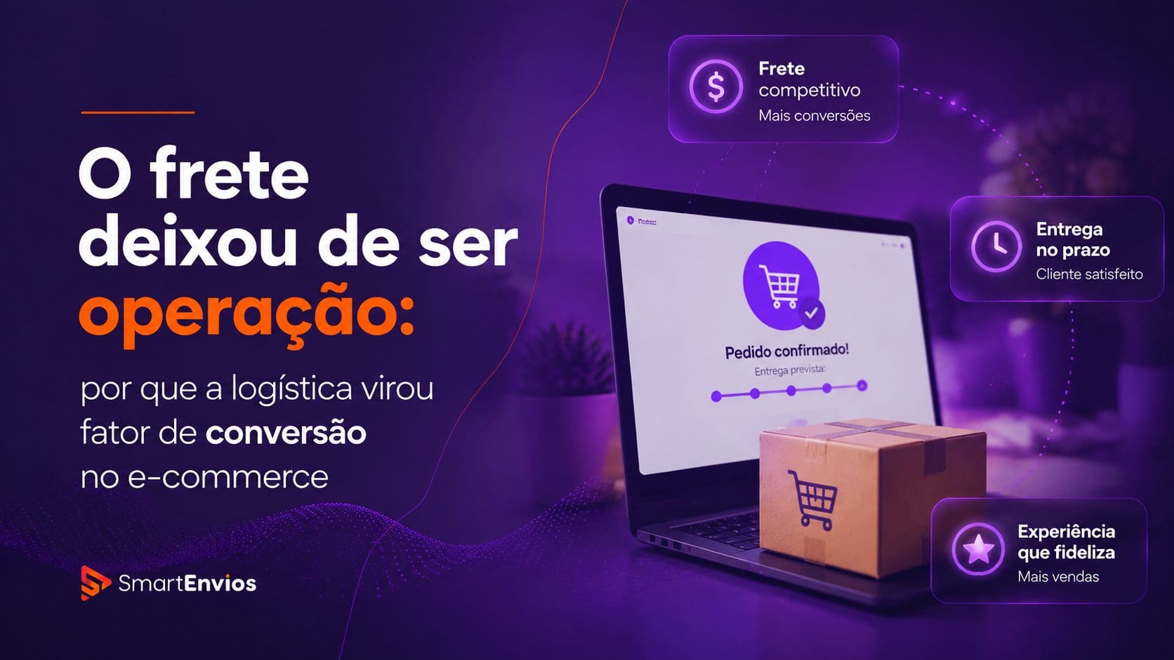 ngo-illustration-Artboard 5 Pedido de e-commerce confirmado com embalagem e elementos de logística representando o impacto do frete nas vendas.