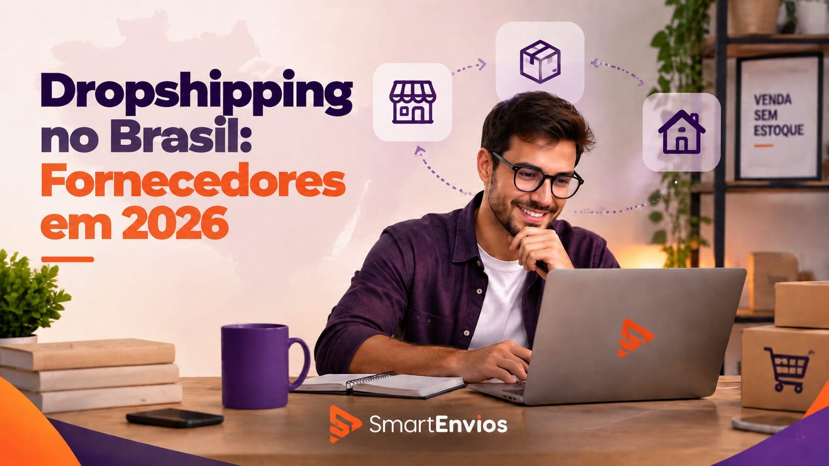 Empreendedor analisando fornecedores de dropshipping no Brasil para iniciar uma operação de vendas sem estoque.