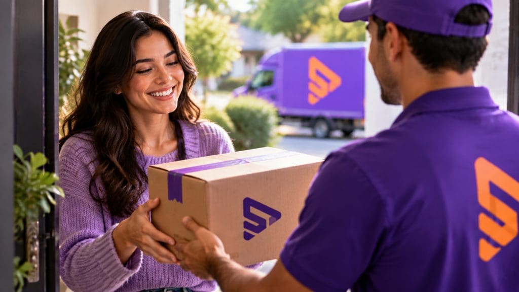 Status de entrega: rastreamento finalizado com pedido sendo entregue ao consumidor por uma transportadora.